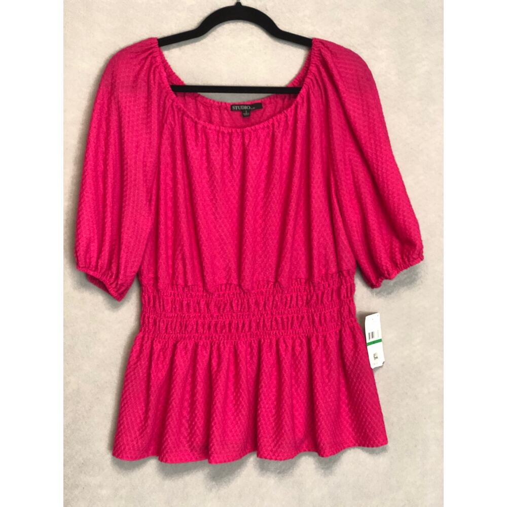 Studio by JPR Peasant Top Smocked Waist Top Women's Size Large NEW